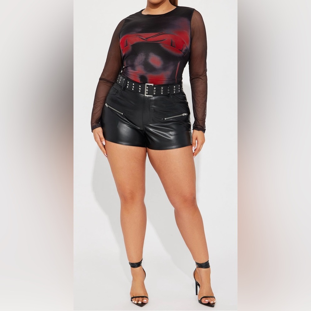 Black and Red Long Sleeve Bodysuit